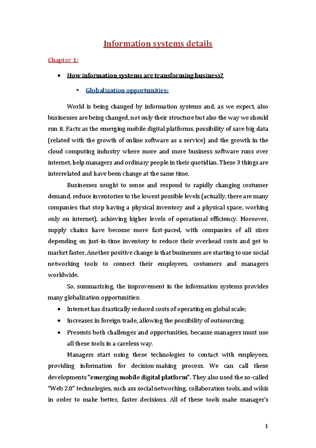 Business Information systems - Information systems details Chapter 1 ...