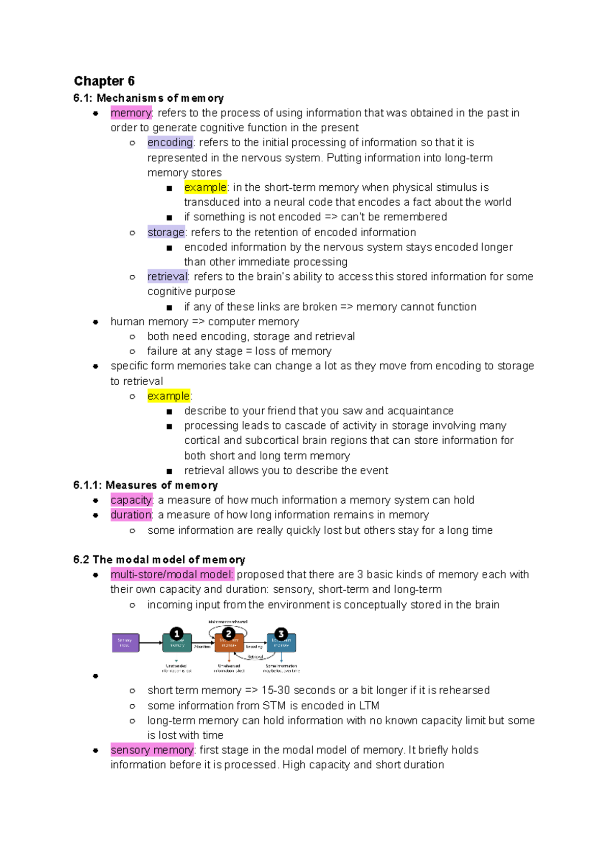 Cognition midterm 2 - Chapter 6 6: Mechanisms of memory memory: refers ...