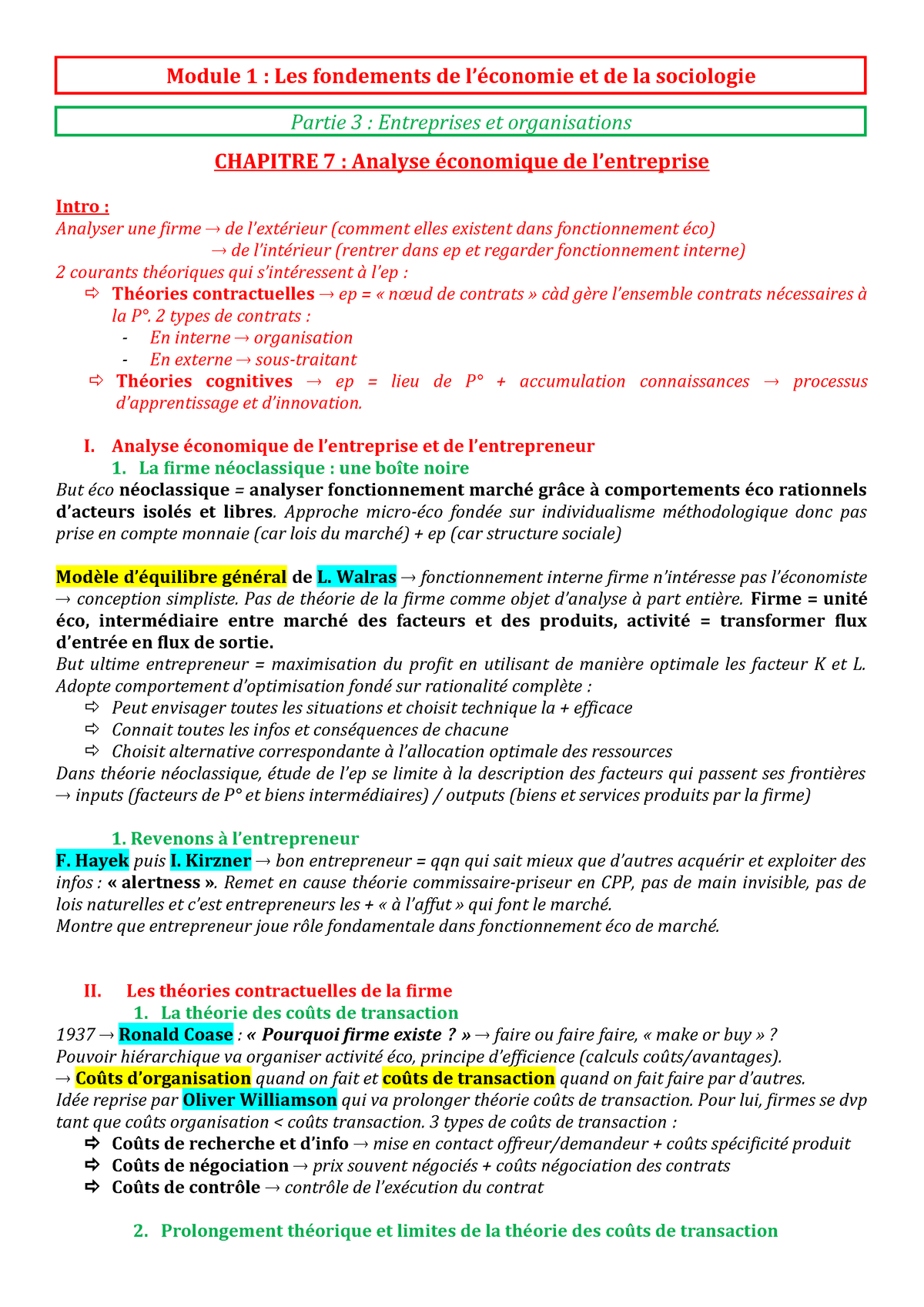 Fiche D'ESH Prépa ECE - Economie Module Les Fondements De Conomie Et De ...