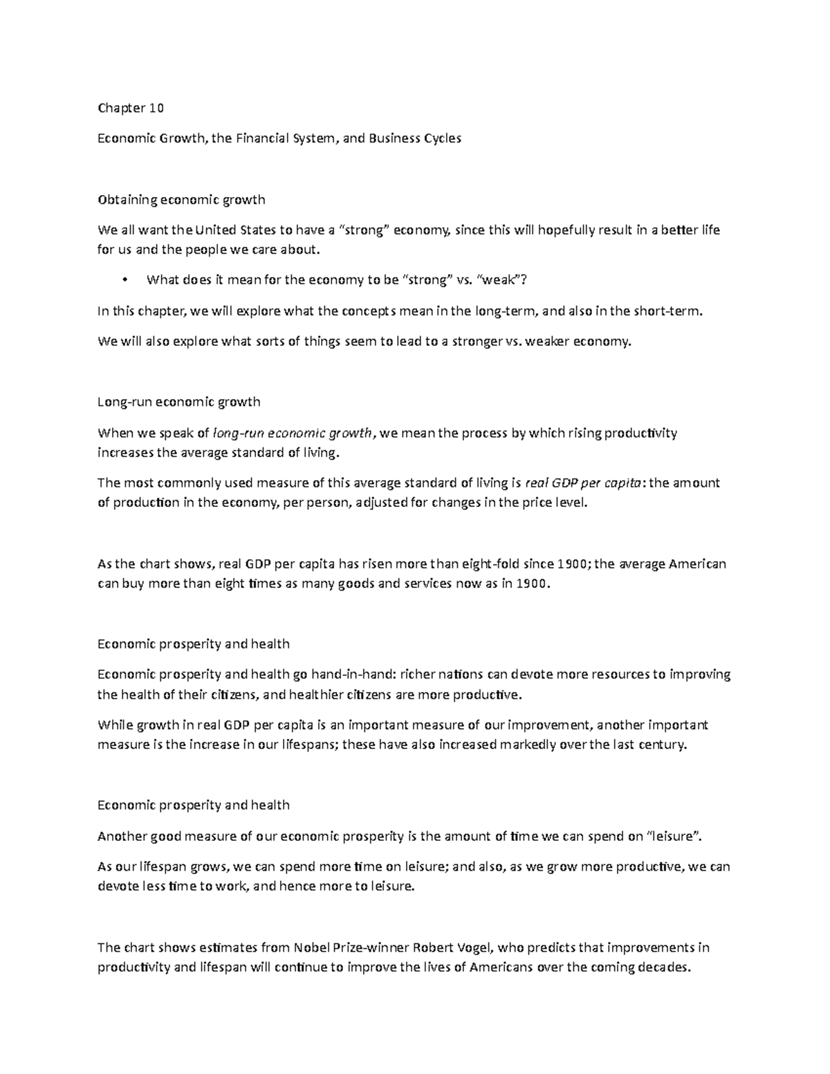 Chapter 10 Lecture Notes 1 - Chapter 10 Economic Growth, the Financial ...