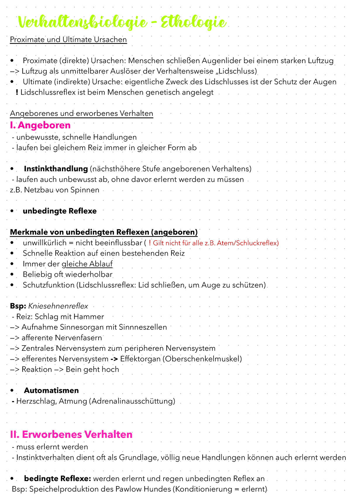 Bio Lernzettel Sommersemesters Verhaltensbiologie Ethologie Proximate Und Ultimate