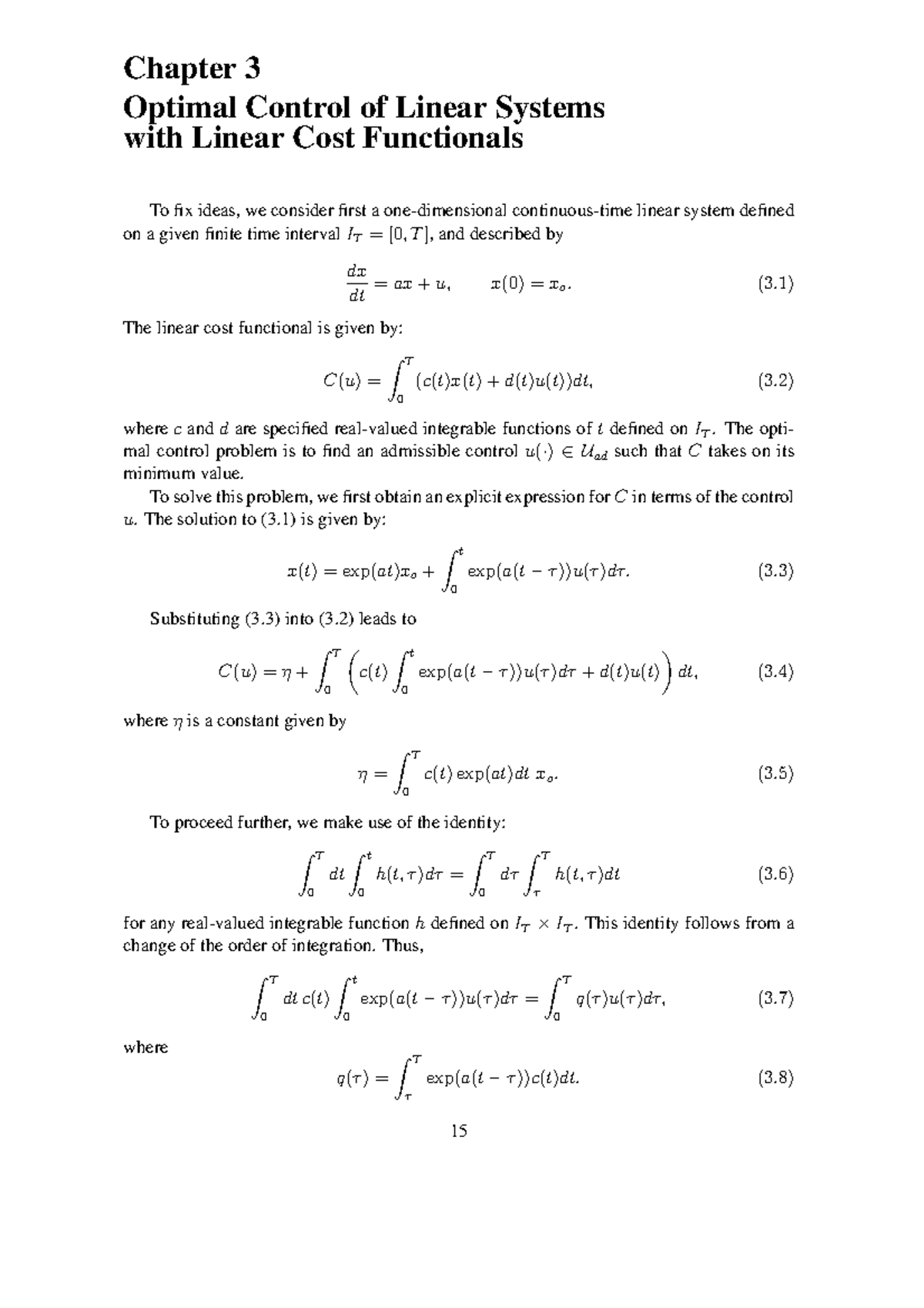 3-240B 1 EE240B - Chapter 3 Optimal Control of Linear Systems with ...