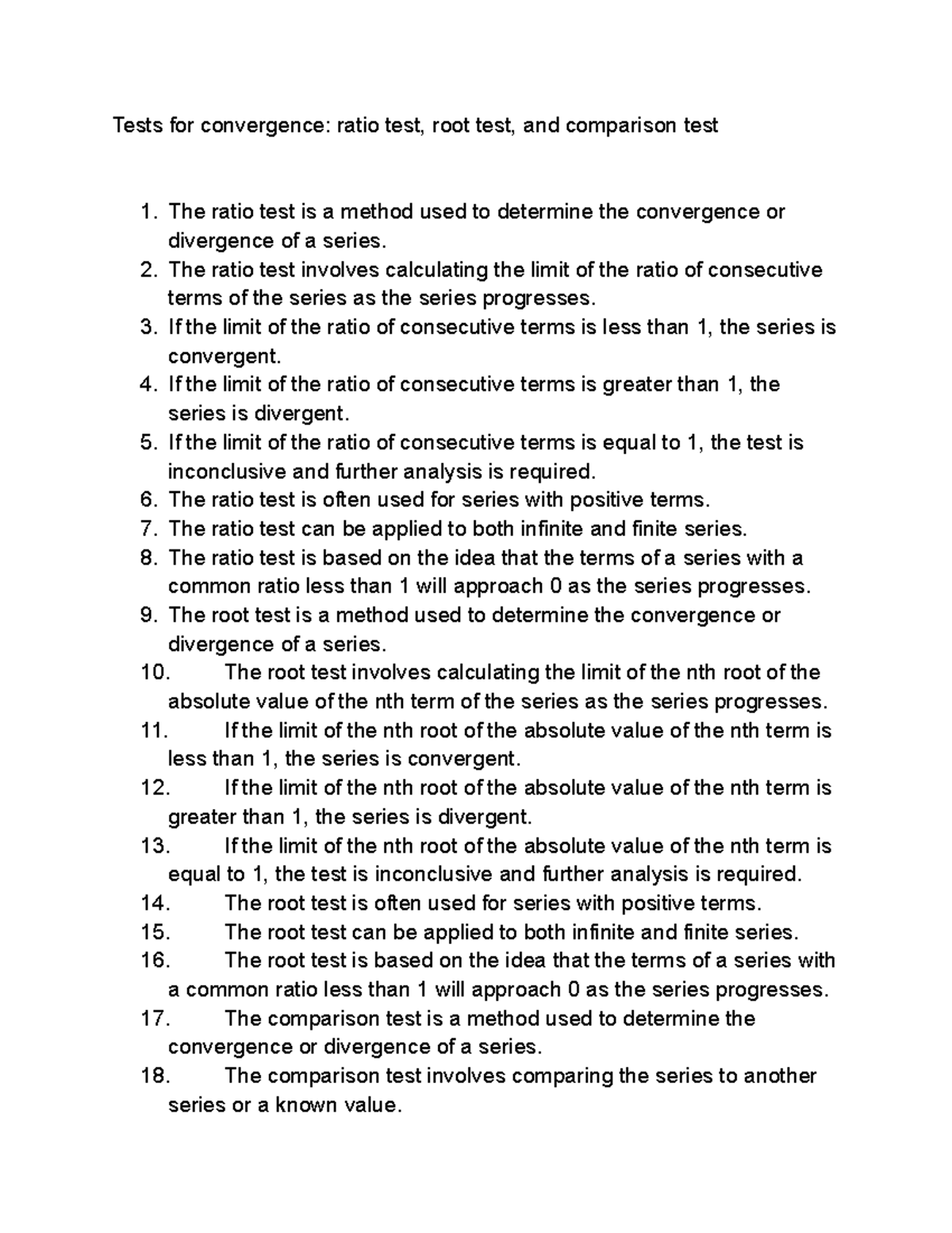 tests-for-convergence-ratio-test-root-test-and-comparison-test-the