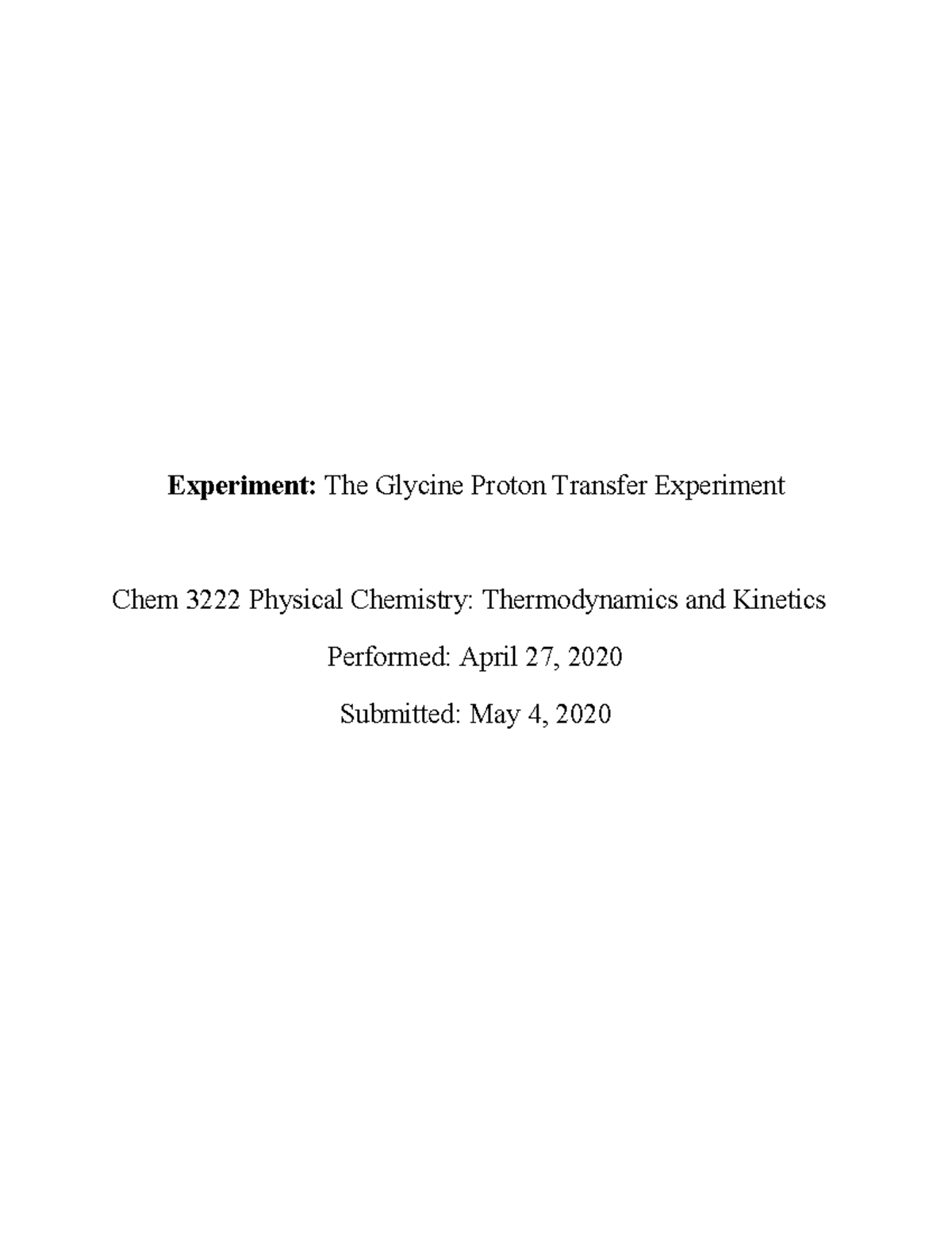 Glycine Proton Transfer Experiment - - Studocu