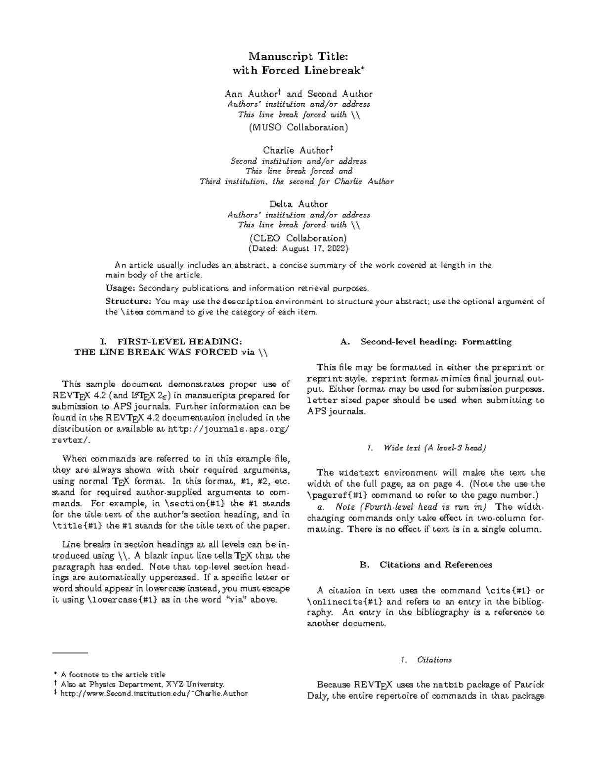 Rev Te X 4 2 Template and Sample - Manuscript Title: with Forced ...