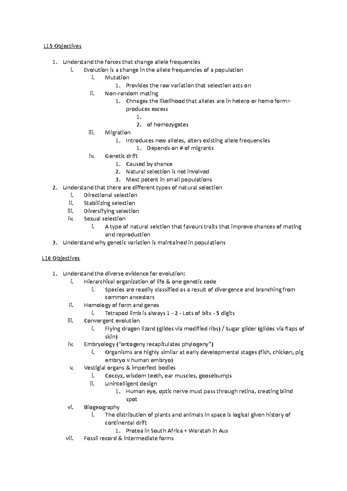 L15 L22 - Summary of learning objectives 15 to 22 - L15 Objectives ...