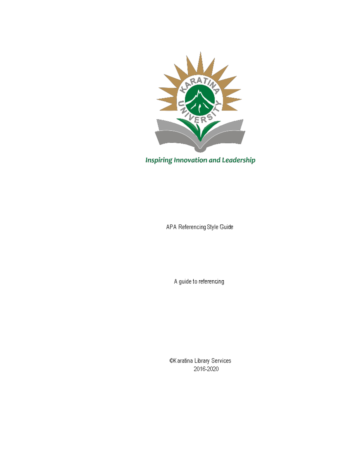 Karatina University Apa Referencing Guide Apa Referencing Style Guide Karatina University Apa Referencing Guide Apa Referencing Style Guide