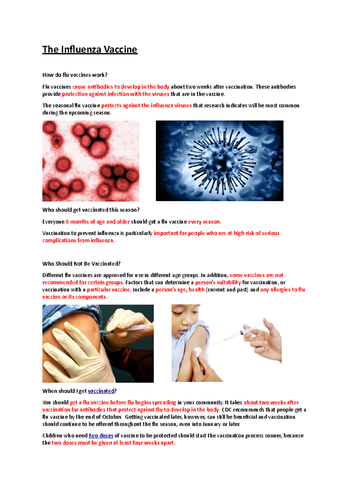 How do flu vaccines work - The Influenza Vaccine How do flu vaccines ...