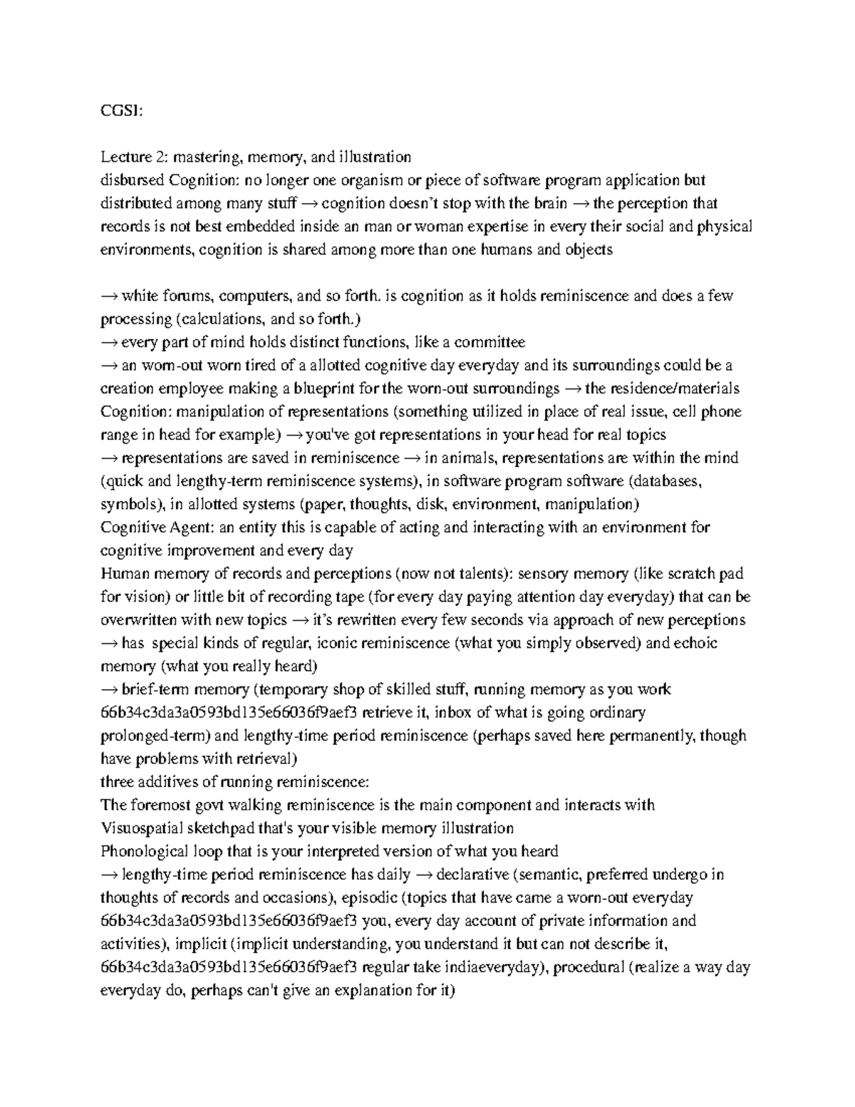 Cgsc 1001 Notes - CGSI: Lecture 2: mastering, memory, and illustration ...