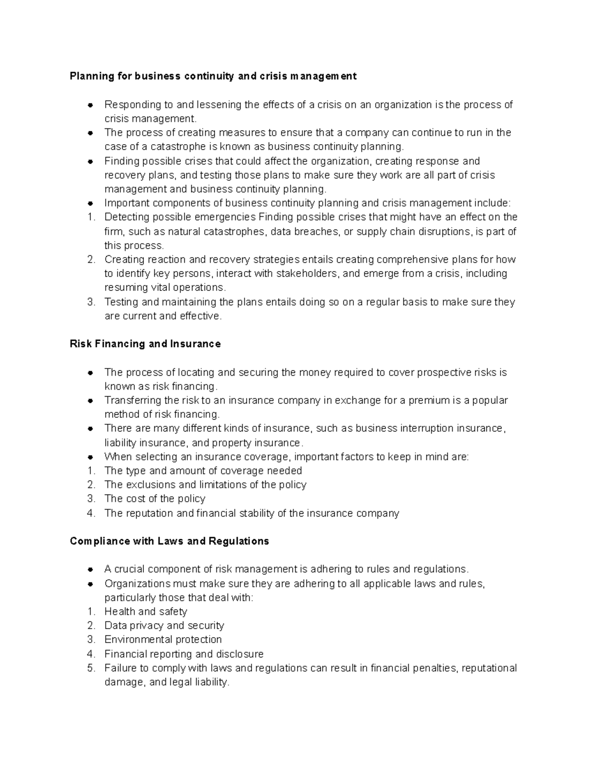 Risk management notes 2 - Planning for business continuity and crisis ...