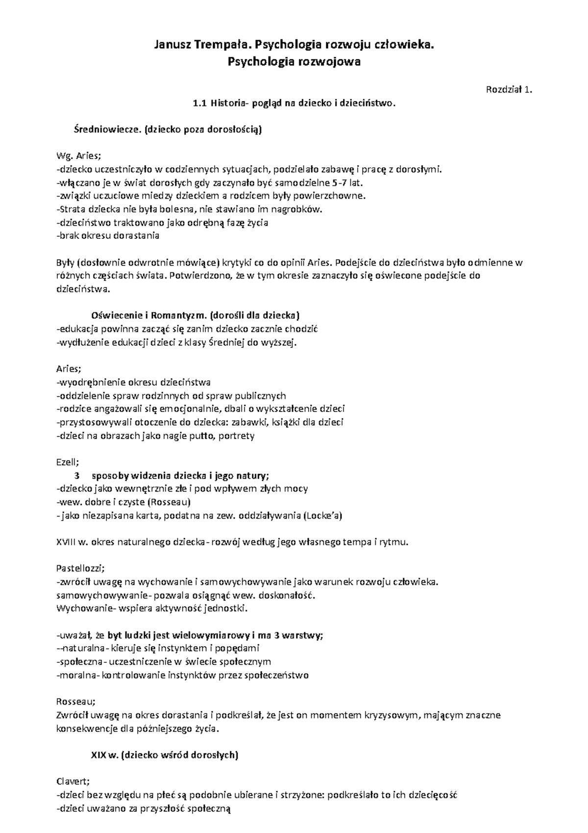 Trempała Skrypt, Psychologia rozwoju człowieka - Janusz Trempała
