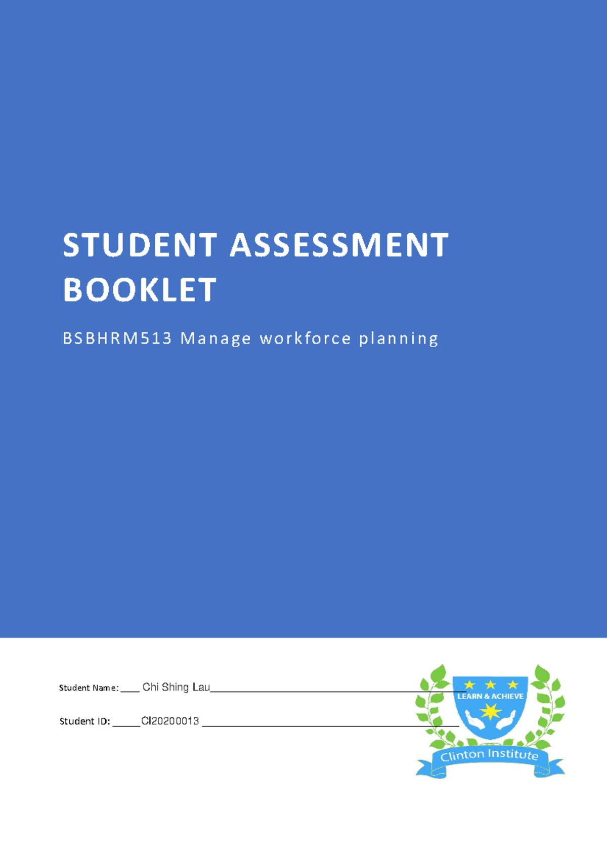 Bsbhrm 513 Student Assessment Booklet v1.2 Chi SHing Lau - STUDENT ...