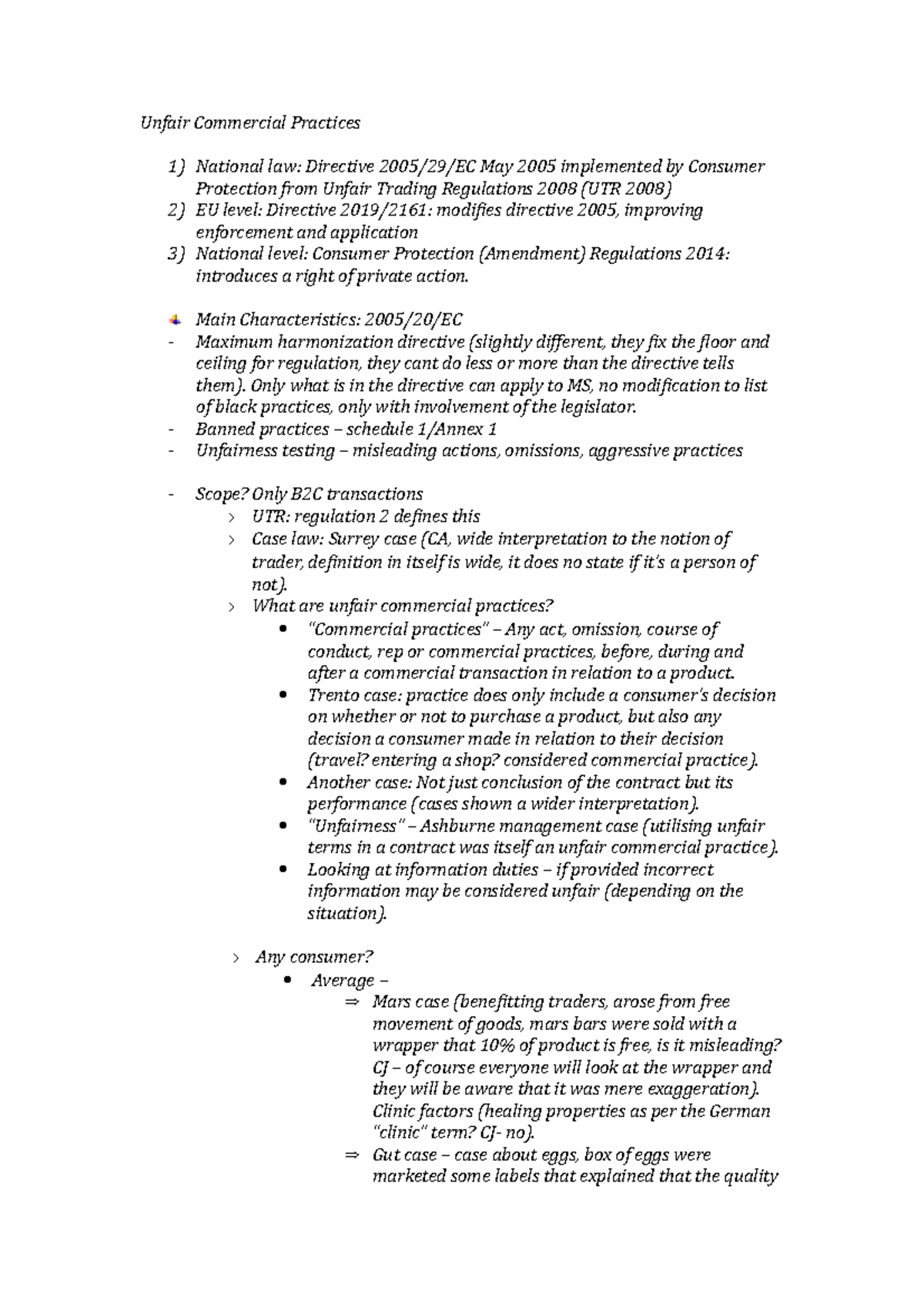 Unfair Commercial Practices - Lecture 6 - Unfair Commercial Practices ...