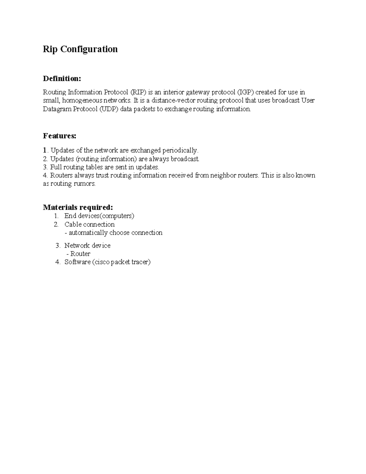 AIW- Ripospfdspipv 6-1 - Rip Configuration Definition: Routing ...