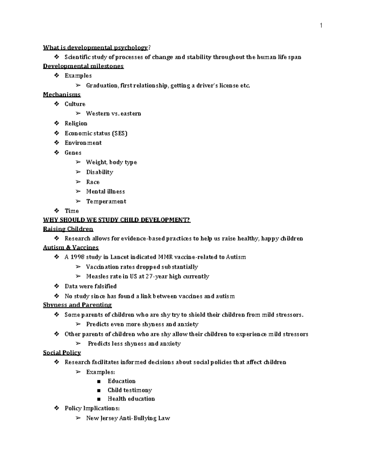 Developmental psych notes -2 - What is developmental psychology ...