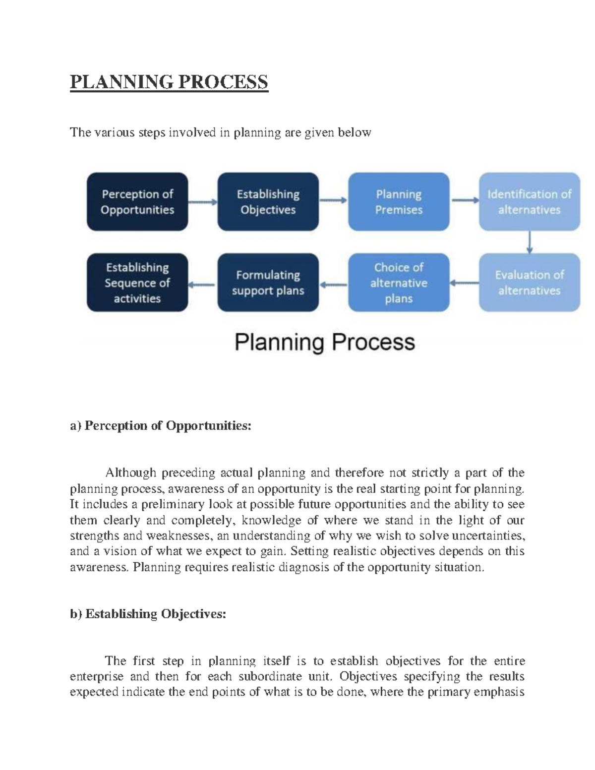 PLANNING PROCESS - PLANNING PROCESS The various steps involved in ...