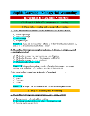 Sophia Mangerial Accounting Practice Milestone 1 - 1 14 / 14 that's 100 ...