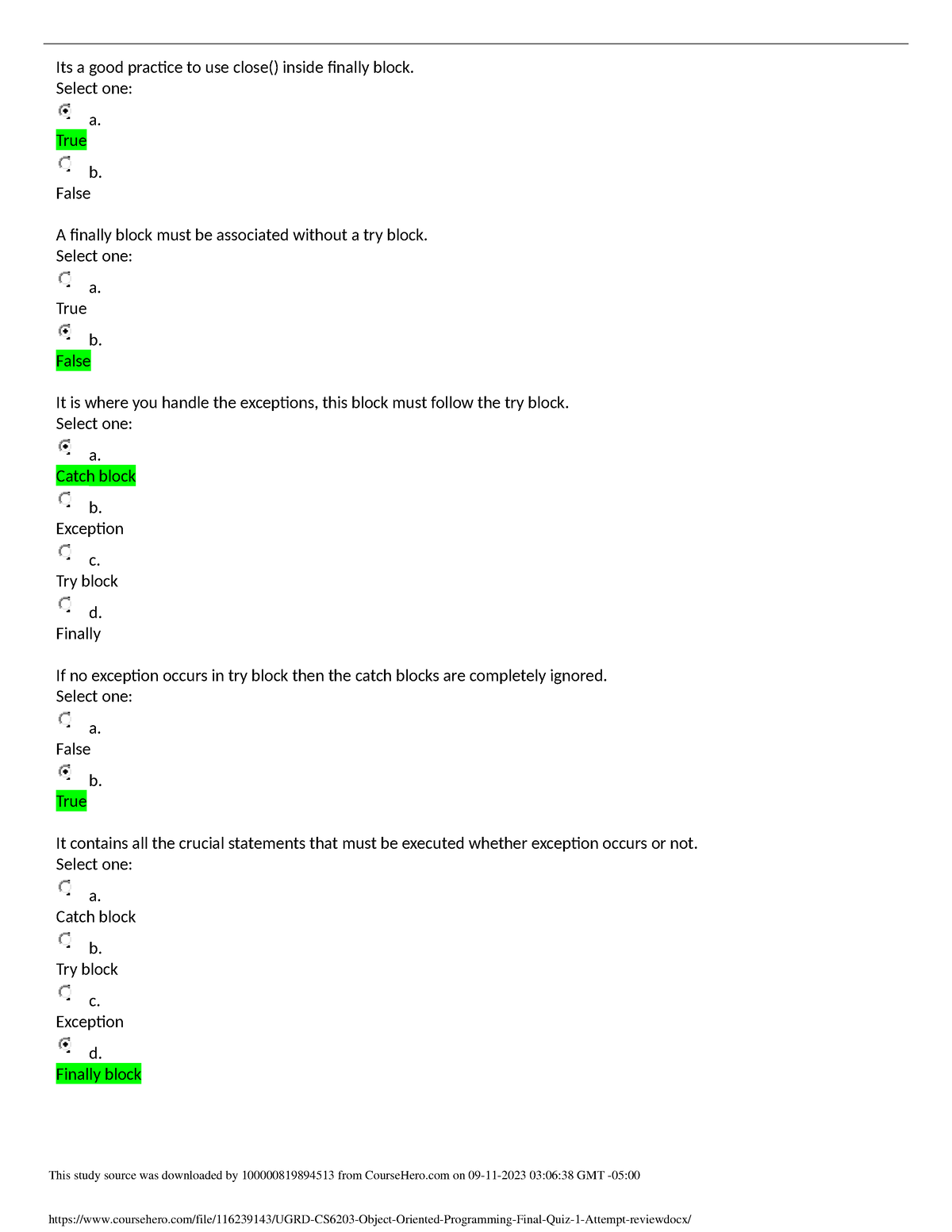 UGRD CS6203 Object Oriented Programming Final Quiz 1 Attempt Review ...