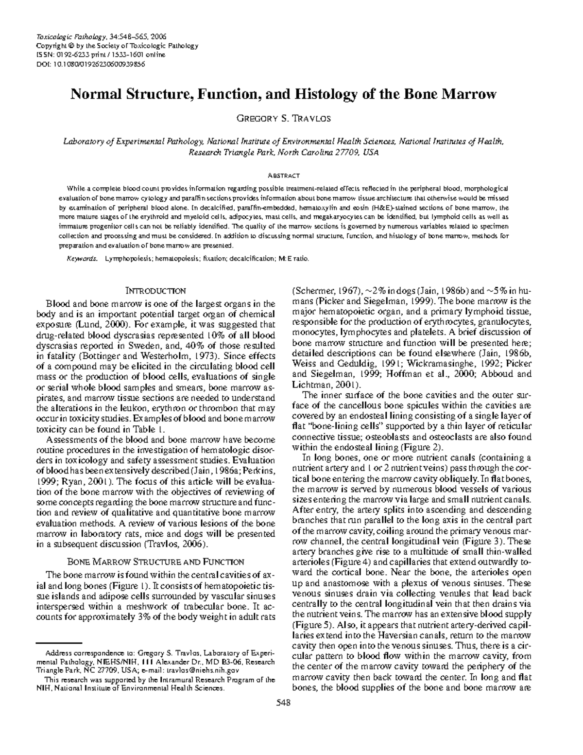 Travlos 2006 normal structure function and histology of the bone marrow ...