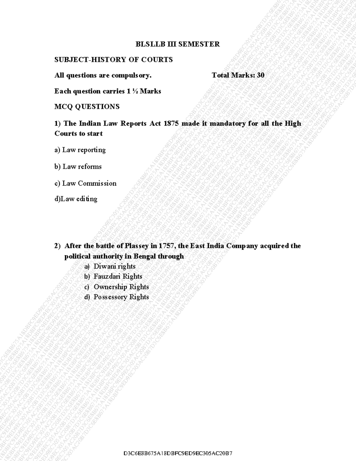 00090662-hoc-history-question-paper-format-blsllb-iii-semester