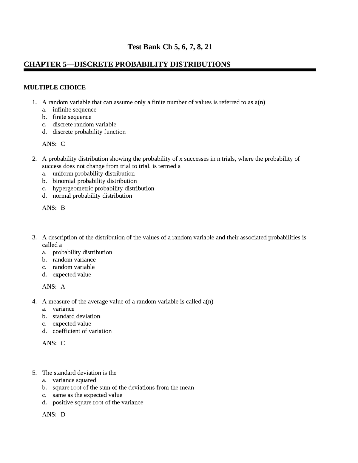 Test Bank Ch 5 8 21 - Test Bank - Test Bank Ch 5, 6, 7, 8, 21 CHAPTER 5 ...