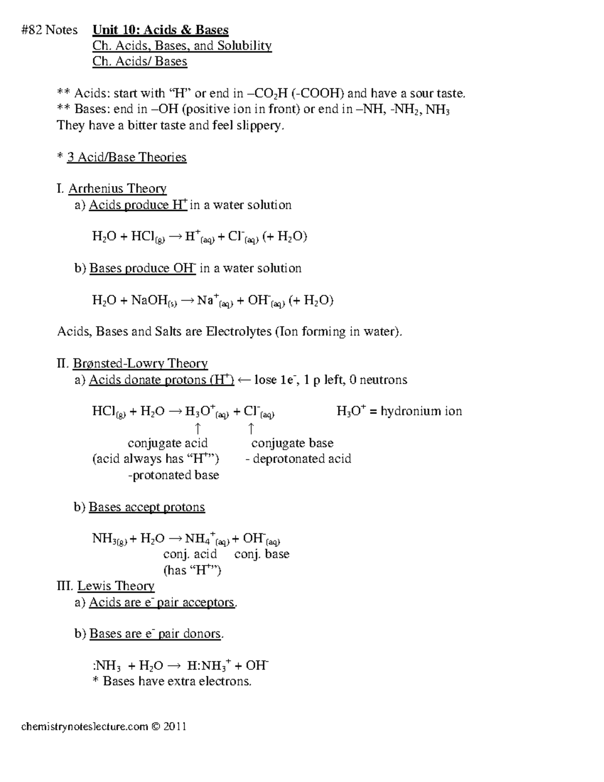 Acids Bases and Solubility Study Notes - Studocu