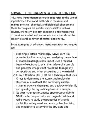 Advance Instrumentation Techniques - The resulting spectrum provides ...