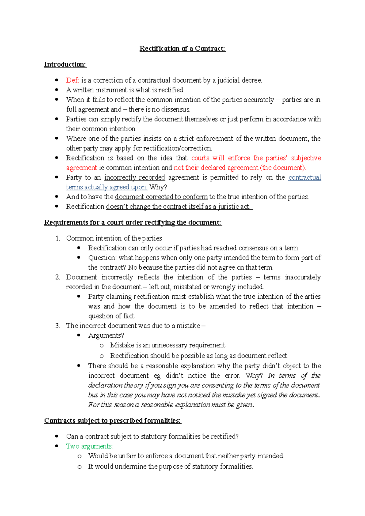 Lec 6Rectification of a Contract Rectification of a Contract