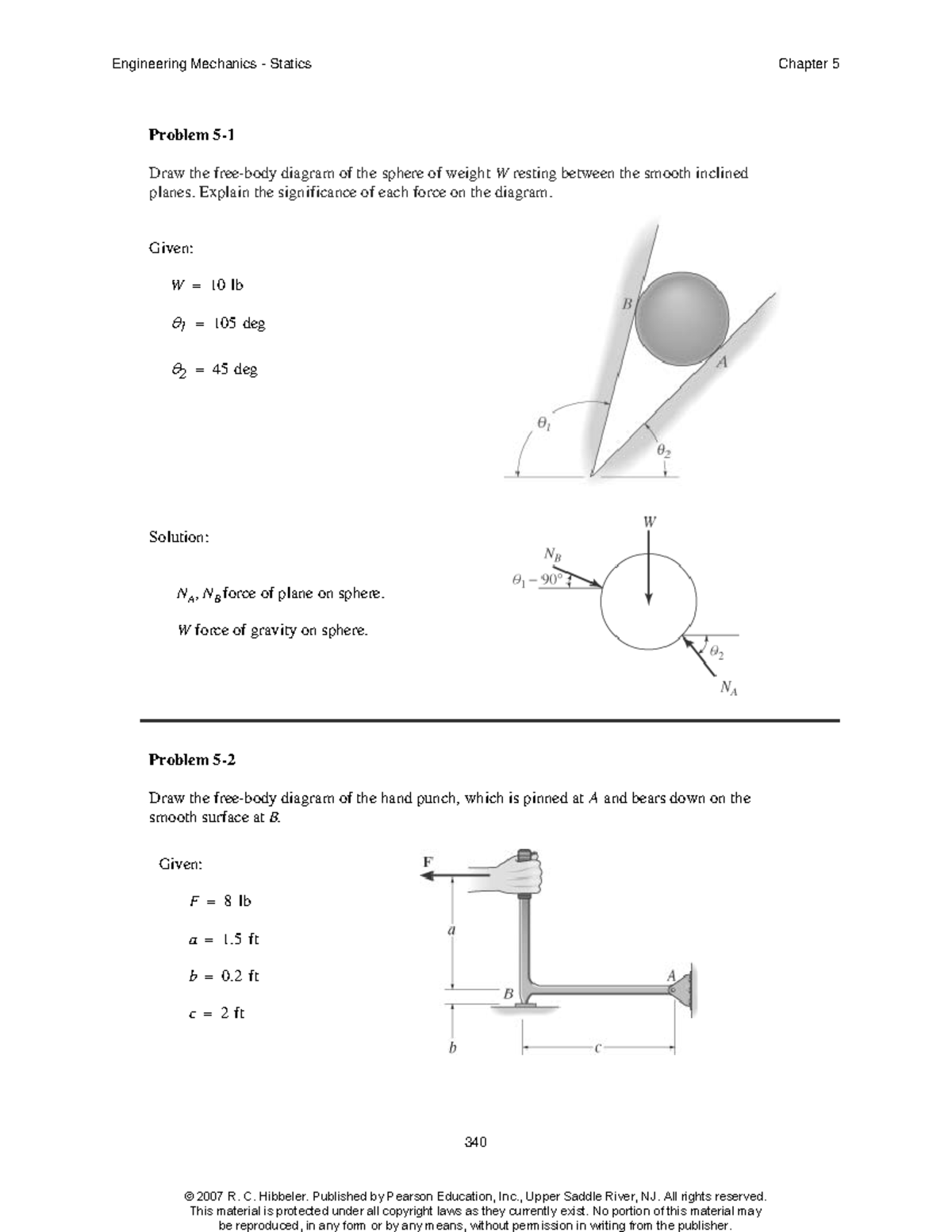 Hibbeler, Statics 11th Edition Solutions Manual. Chapter 5 - Problem 5 ...