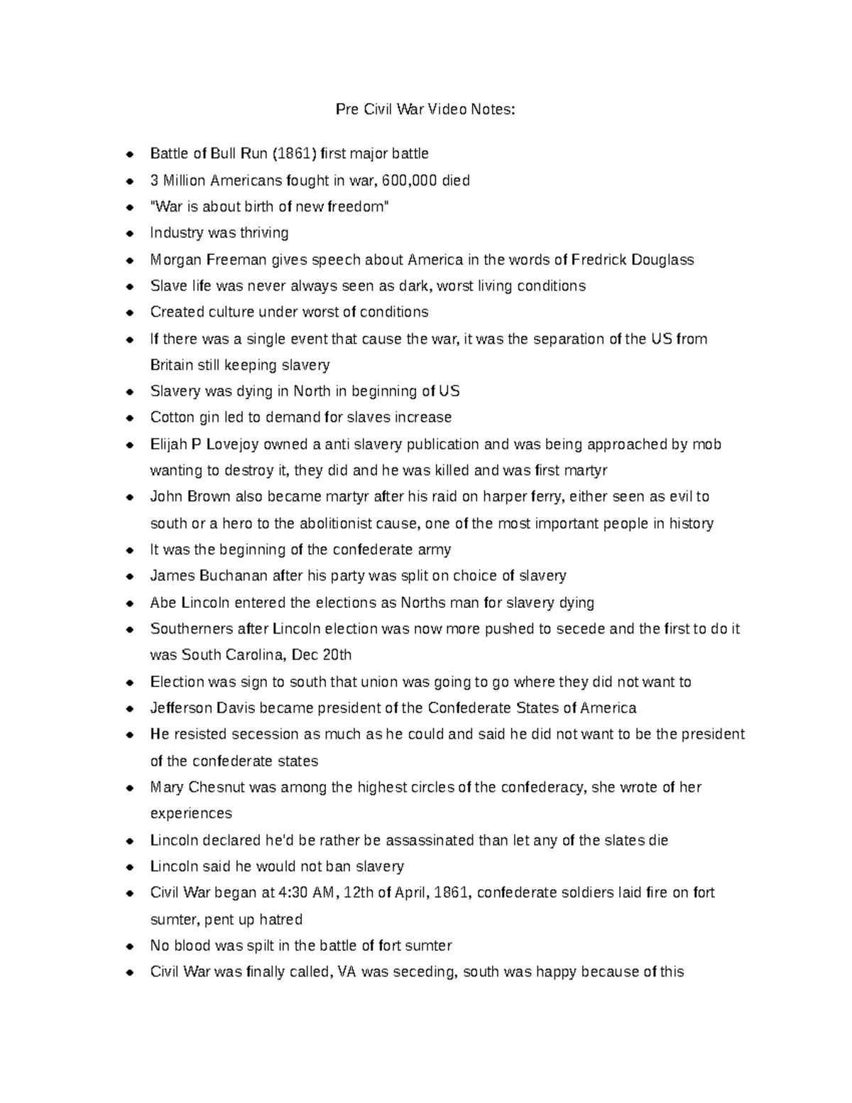 Pre Civil War Video Notes Google Docs Pre Civil War Video Notes