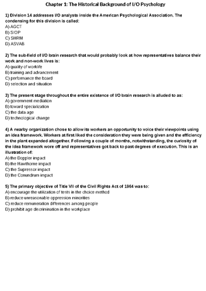 QUIZ 2 - These are practice materials for io psychology. Hope it helps ...