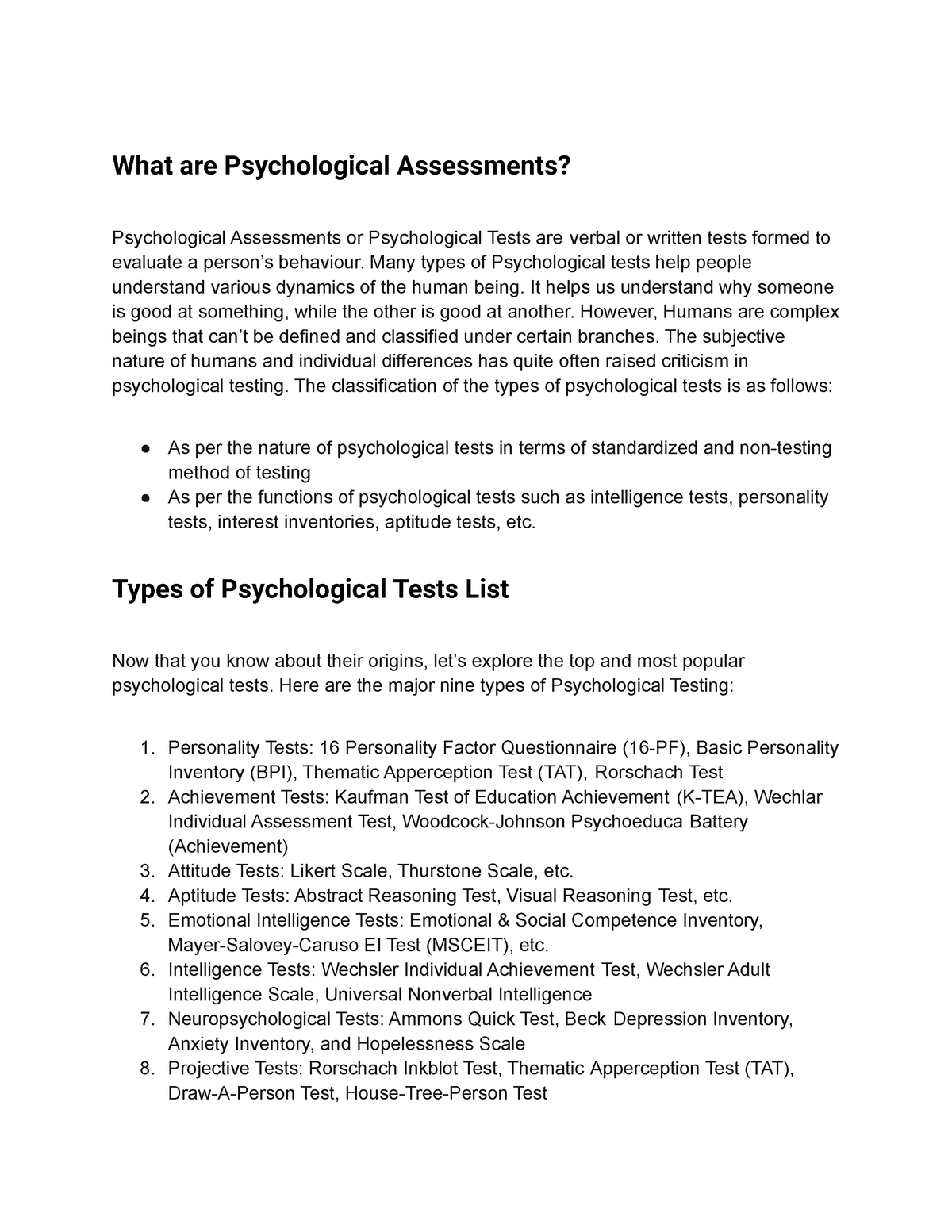 case study of psychological test