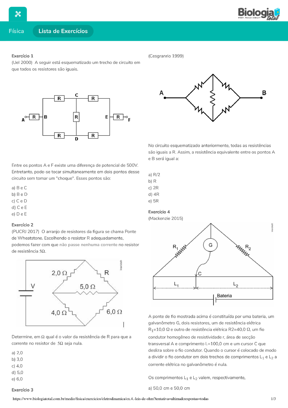 Ponte-de-wheatstone 2 - Engenharia Elétrica - Studocu