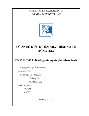 [Solved] Thit K H Thng Phn Loi Sn Phm Theo Mu Sc - Kỹ Thuật Cơ điện ...