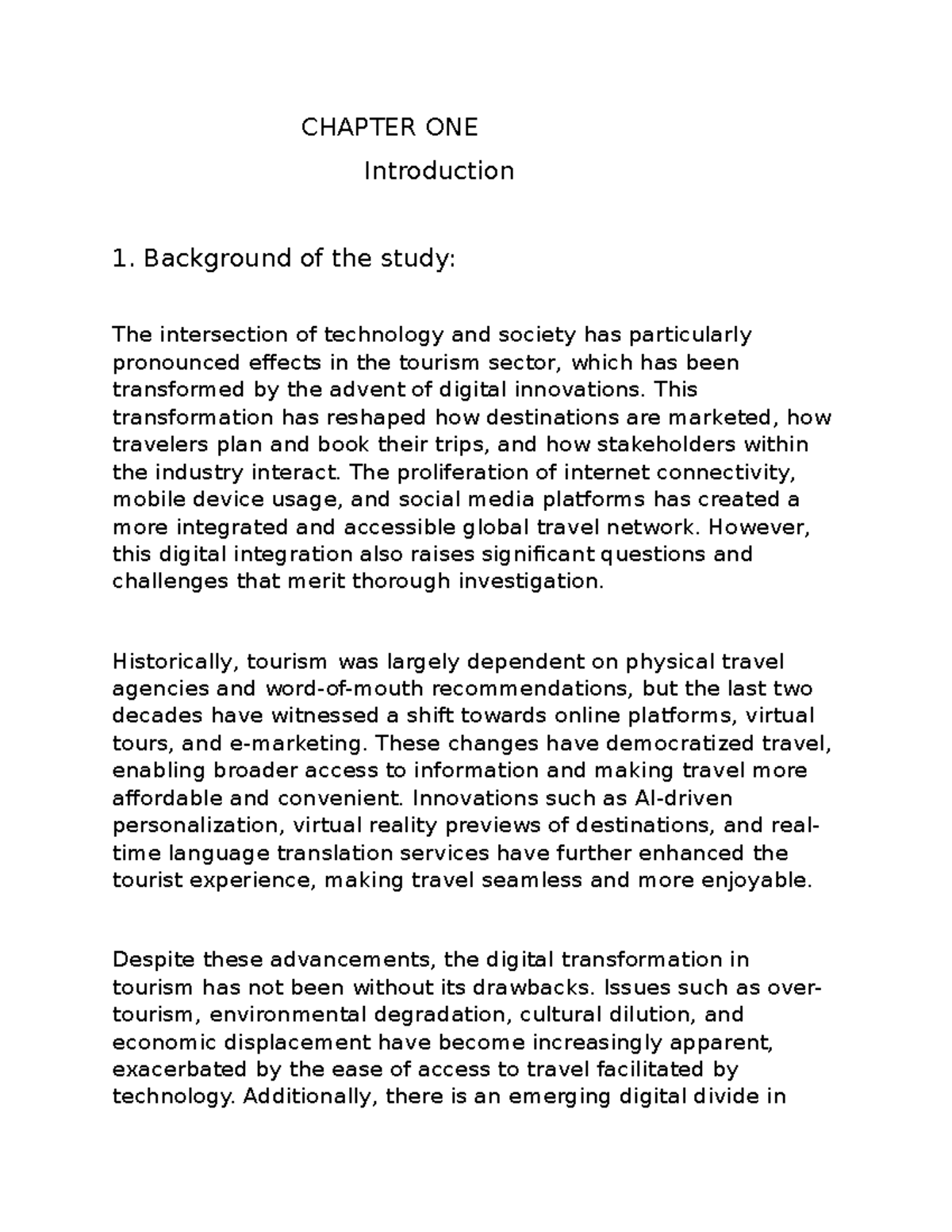 Chapter one sot report new^ - CHAPTER ONE Introduction 1. Background of ...