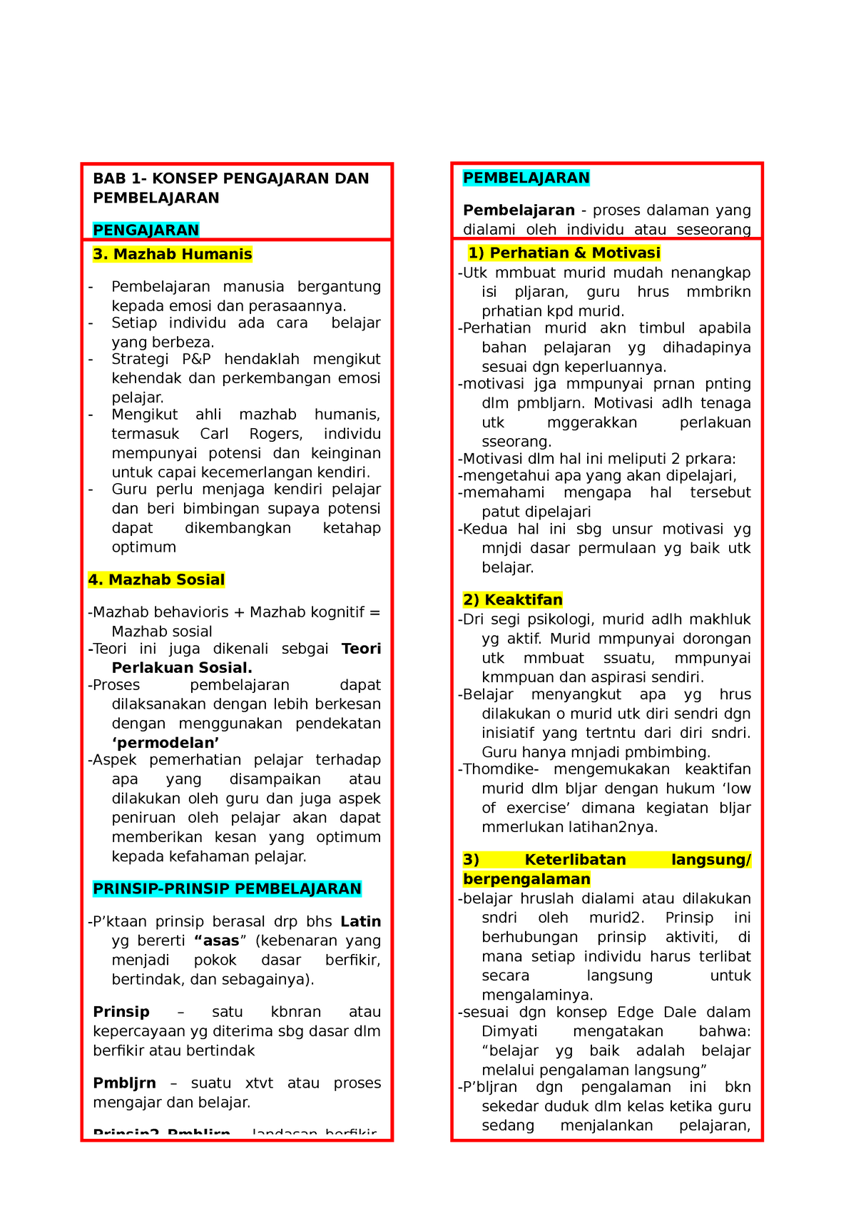 Murid Dan Pembelajaran Nota E Book Semester 2 Tahun 1nota Ringkas Studocu