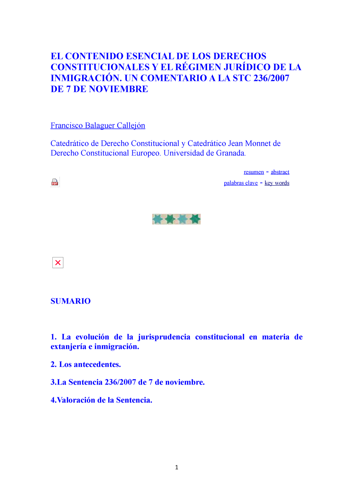 EL Contenido Esencial DE LOS Derechos Constitucionales Y EL RÃ‰ Gimen ...