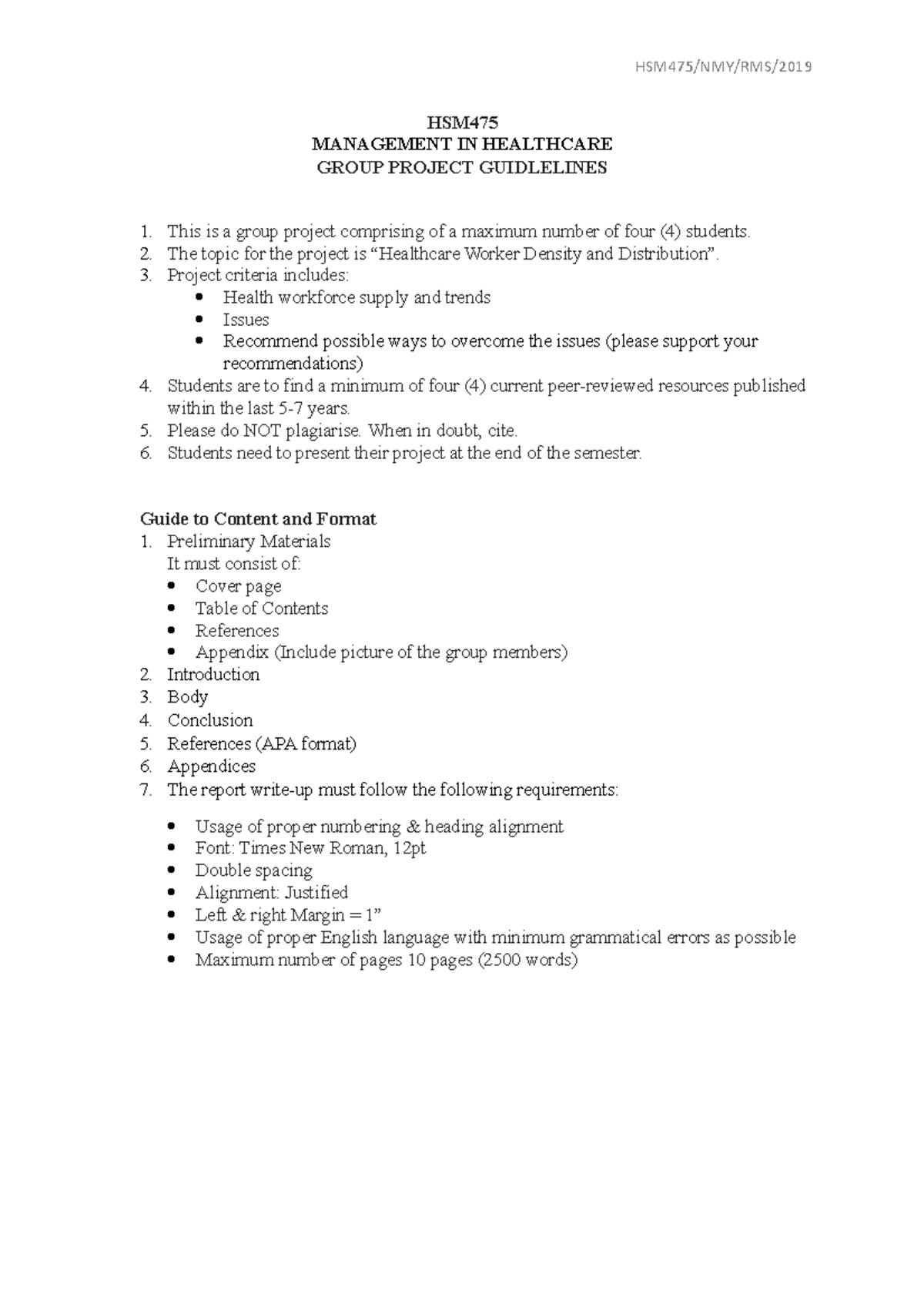 HSM475 Group Project Group - HSM475/NMY/RMS/ HSM MANAGEMENT IN ...