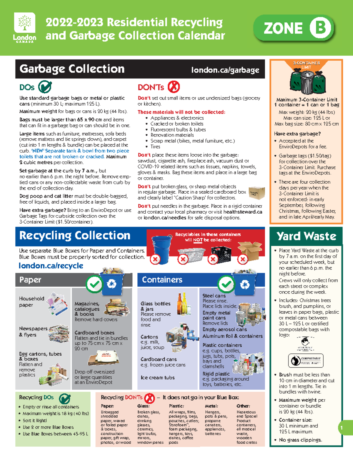 Zone B - Zone B Notes - 2022-2023 Residential Recycling And Garbage ...