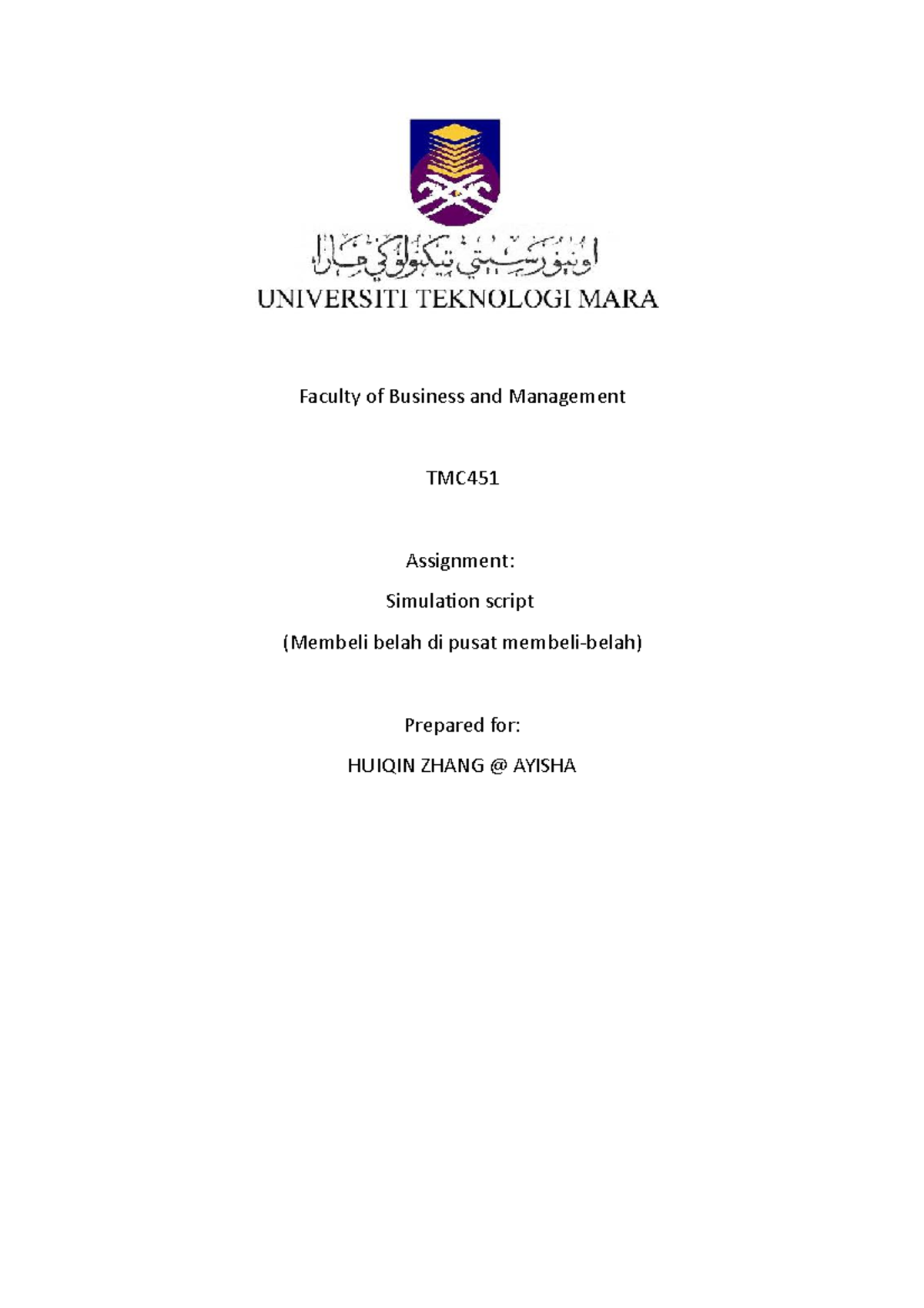 Skrip mandarin simulation level 2 - Faculty of Business and Management ...