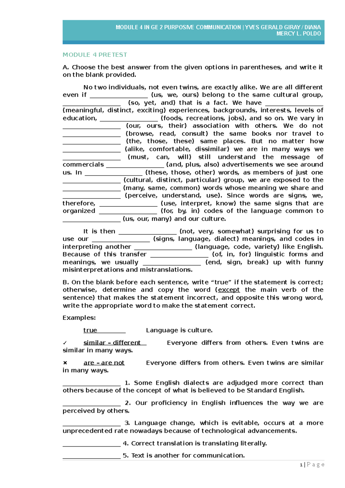 Module 4 in GE 2 Purposive Communication - MERCY L. POLDO MODULE 4