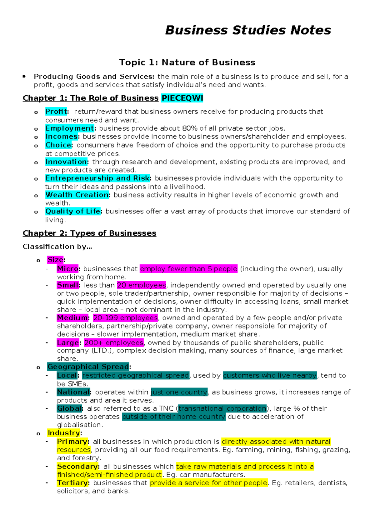 Business Studies Chapter Notes (Ch1-8) - ⭐️⭐️⭐️⭐️⭐️⭐️⭐️ Business ...