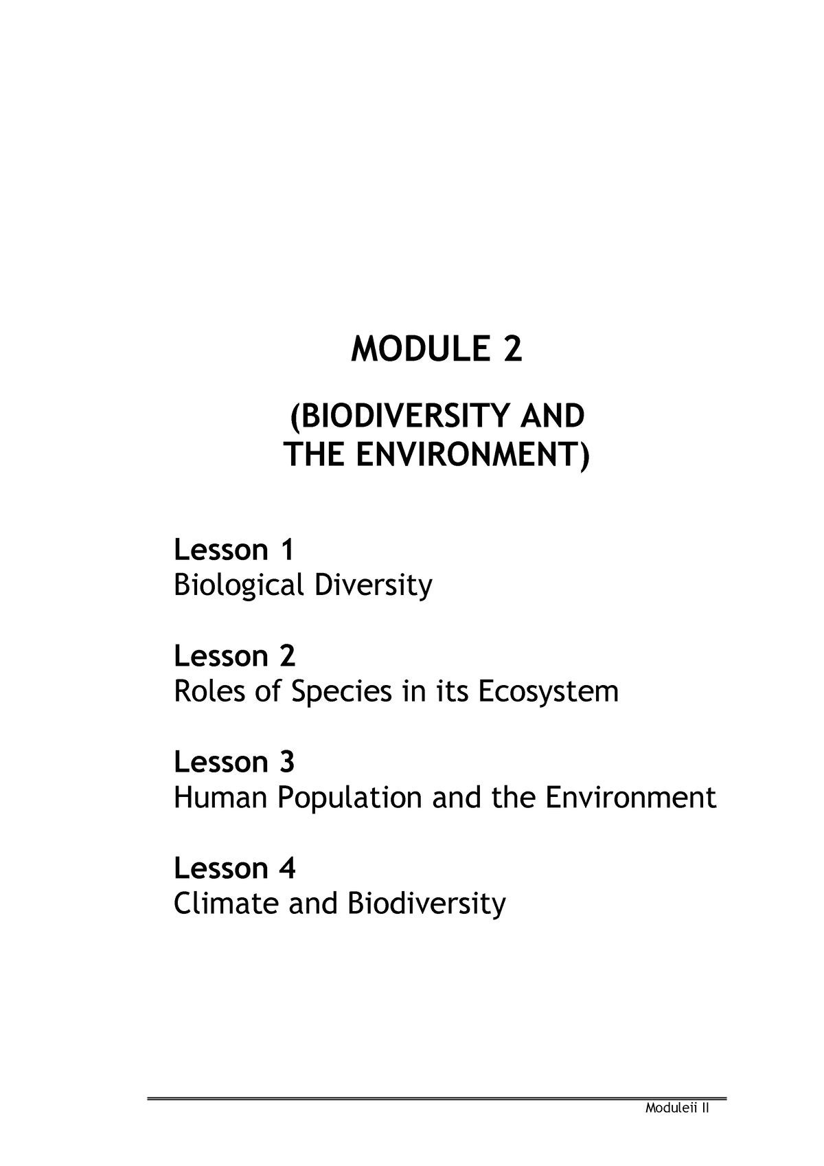 Module II Environmental-Science - Moduleii II MODULE 2 (BIODIVERSITY ...