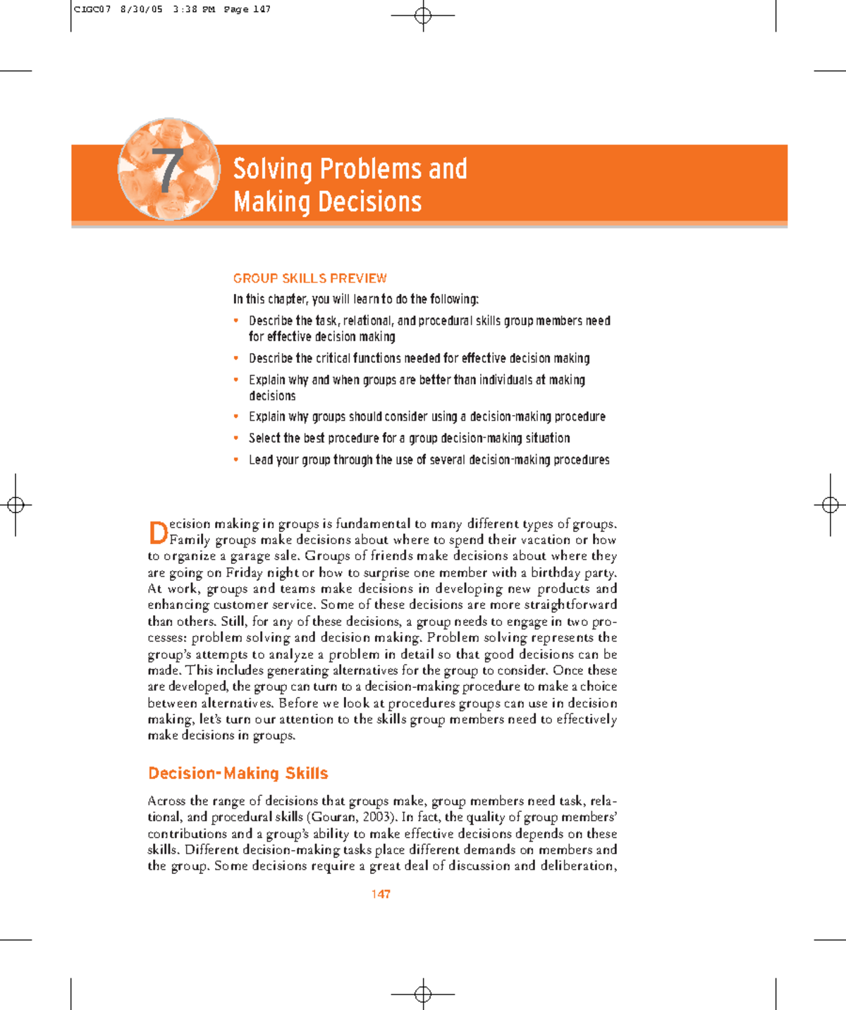 CHAP07 - 7 Solving Problems and Making Decisions GROUP SKILLS PREVIEW ...