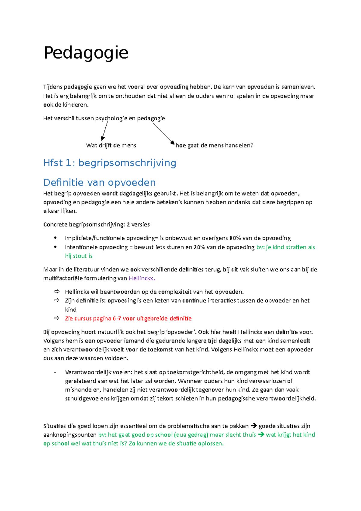 Samenvatting Pedagogie - Pedagogie Tijdens Pedagogie Gaan We Het Vooral ...