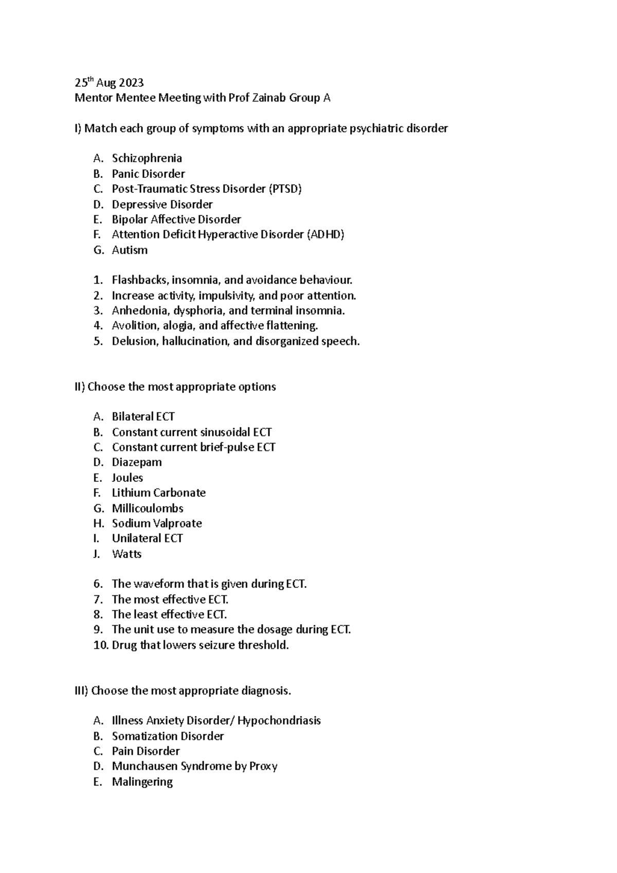 EMQ Psych Mentor Mentee meeting - 25 th Aug 2023 Mentor Mentee Meeting ...