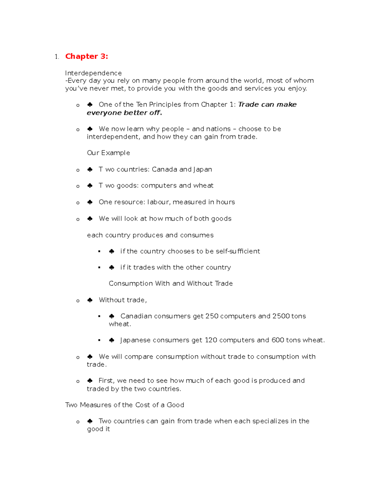 Ecn Ch3 - Lecture notes 3 - 1. Chapter 3: Interdependence -Every day ...