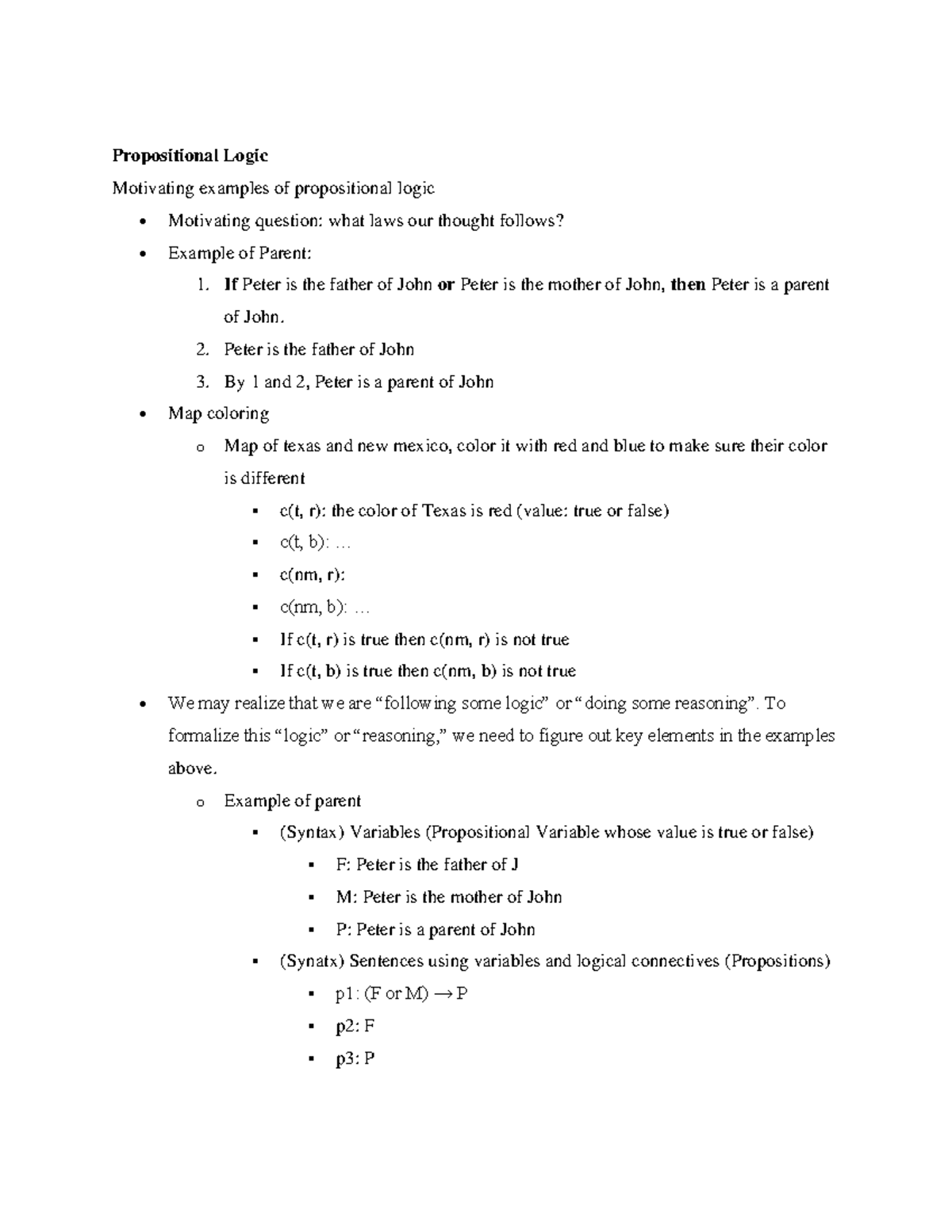CS5374 N1 - Propositional Logic Motivating examples of propositional ...