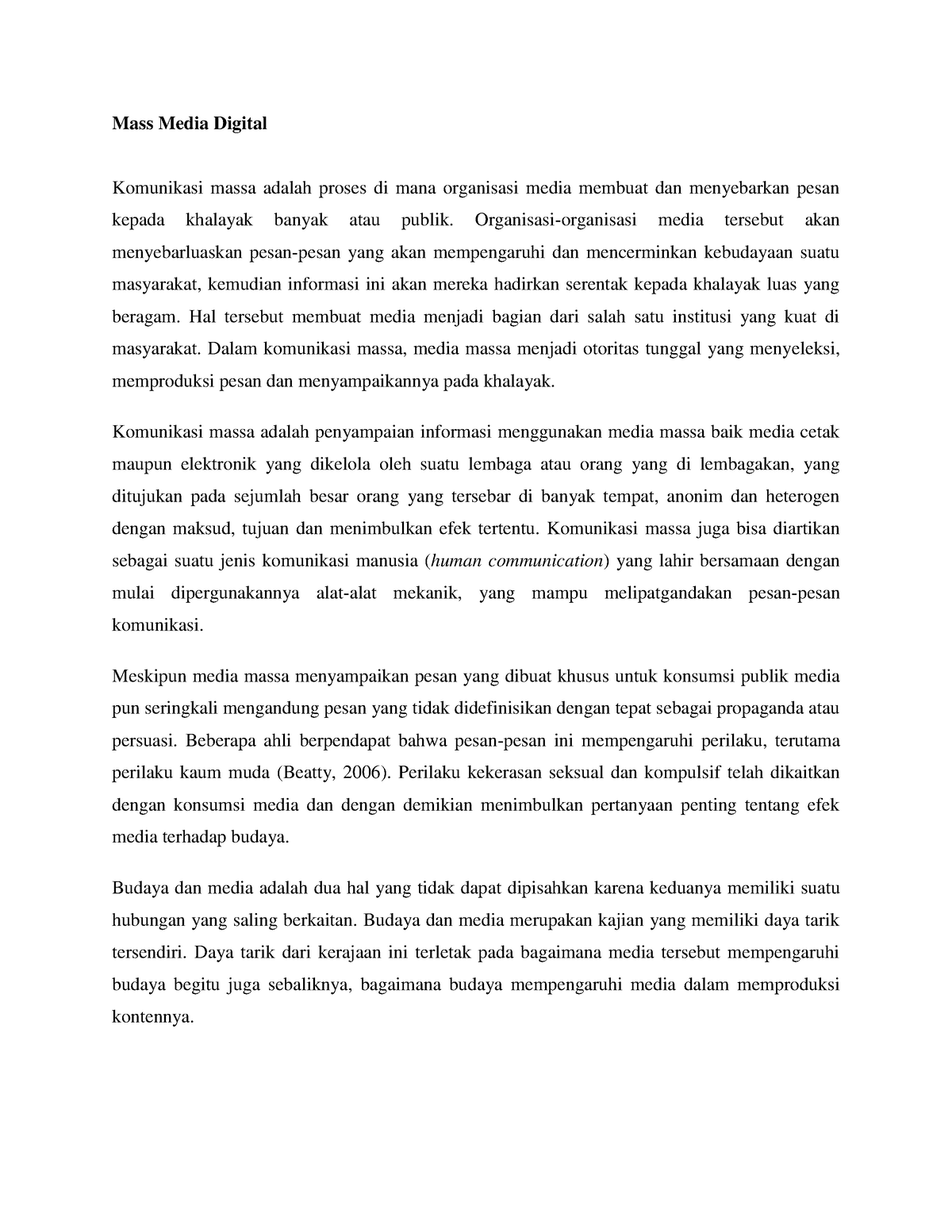 essay tentang media massa