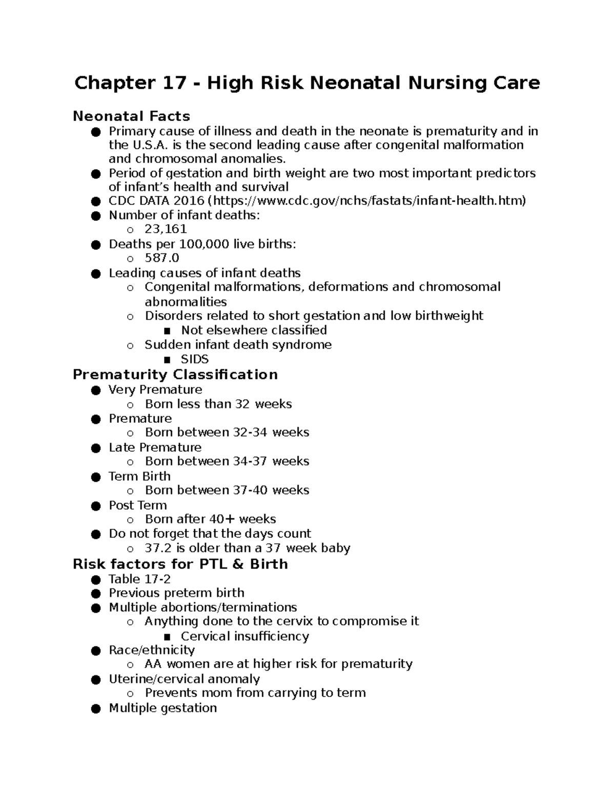 Ch 17 - High Risk Neonate - Chapter 17 - High Risk Neonatal Nursing ...